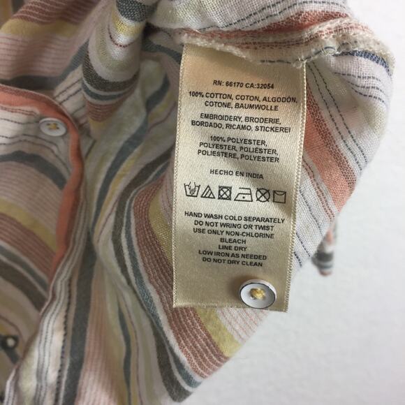 Anthropologie Akemi And Kin Embroidered Striped Button Down Top XS/S Oversized - Picture 6 of 12